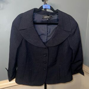 Kasper Women's‎ navy textured Jacket business  12 four button closure